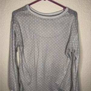 Ralph Lauren Gray Polka Dot Long Sleeve Top